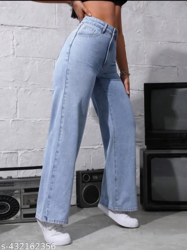 Ice Blue Denim Wide Leg Jeans - Image 2