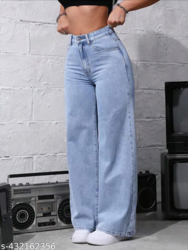 Ice Blue Denim Wide Leg Jeans